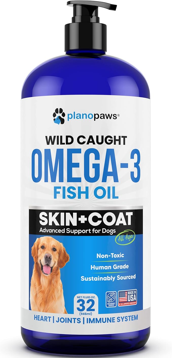 Omega 3 Fish Oil for Dogs - Better Than Salmon Oil for Dogs - Dog Fish Oil Supplement - Reduce Shedding & Itching - Supports Joints, Brain, Heart Health- Dog Skin and Coat Supplement - Fish Oil Liquid