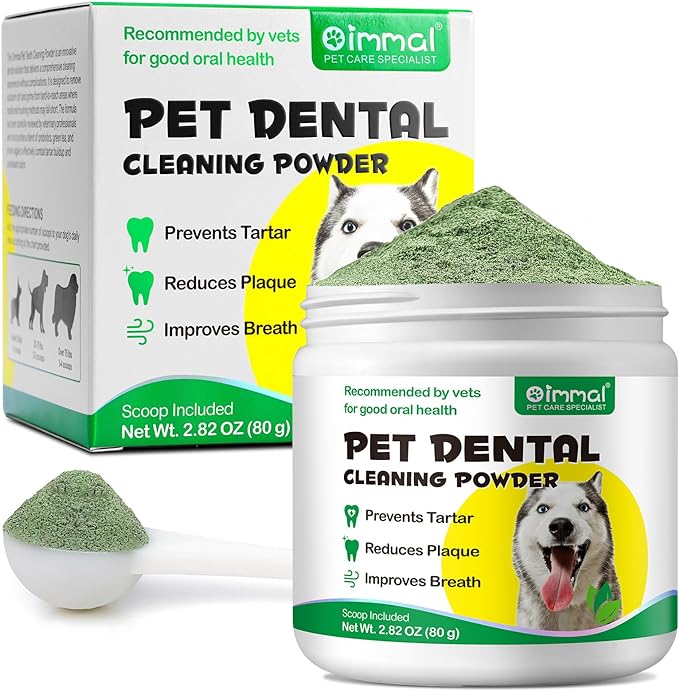 Teeth Cleaning Powder for Dogs, Dental Powder for Dogs - Dog Breath Freshener Powder with Probiotics for Bad Breath, Plaque, Tartar Remover - Dental Care Supplies for Small, Medium, Large Dogs - 80g