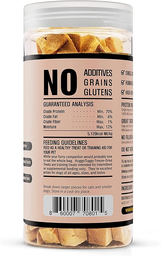Freeze Dried Wild Alaskan Salmon Treats for Dog and Cat - Natural Single Ingredient, Pet Treat High Protein - No Fillers, Preservatives, or Additives, Gluten and Grain Free - 3.88 Oz