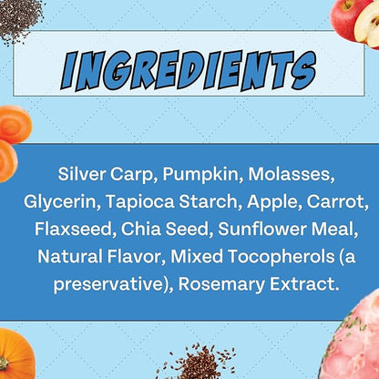 Fish, Pumpkin, Apple Grain-Free Dog Treats (5oz, 1-Pack) | USA Wild-Caught Human Grade Fish | Hypoallergenic, Chicken-Free | Best Training Treats | Puppies & Senior Dogs | Low Fat Dog Treats