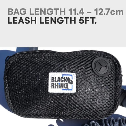 Black Rhino - Premium HANDS FREE DOG LEASH for Running Walking Jogging & Hiking - Adjustable Length Dual Handle Bungee Leash Medium – Large Dogs Neoprene Padded Handles - Running Pouch Included Aqua