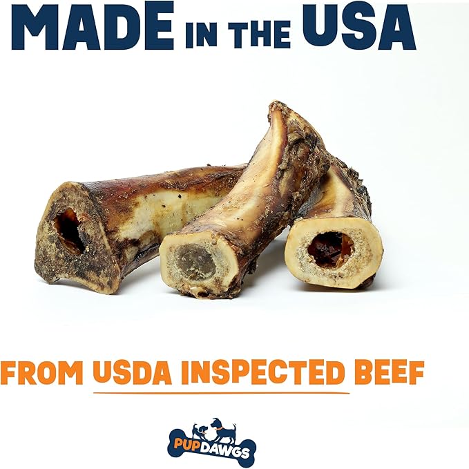 Dog Bones for Aggressive Chewers | 7-8" Hickory Smoked Flavor Beef Shank Bones | Dog Bones for Medium Dog | All Natural Dog Bone Treats Made in The USA - Individually Wrapped (3 Piece Pack)