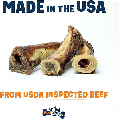 Dog Bones for Aggressive Chewers | 7-8" Hickory Smoked Flavor Beef Shank Bones | Dog Bones for Medium Dog | All Natural Dog Bone Treats Made in The USA - Individually Wrapped (3 Piece Pack)