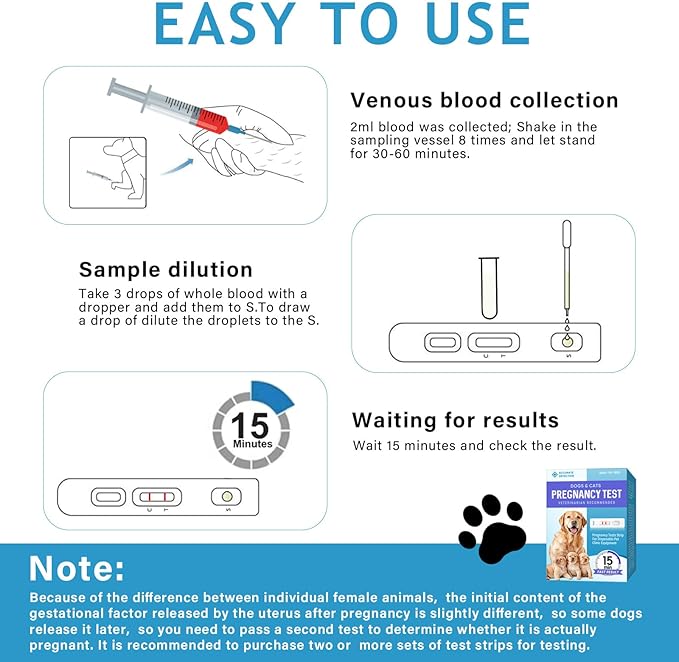 Dog Pregnancy Test Kit at Home, White, Fast and Accurate Detection, Pregnancy Tests Strip for Dog Disposable Pet Clinic Equipment, Simple Operation for Early Pregnancy Detection Yourself at Home