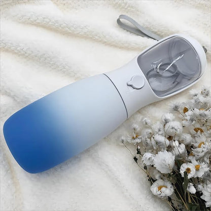 Outdoor Dog Water Bottle, Portable Puppy Essentials for Camping Travel, Food Grade Travel Dog Water Bowl Dispenser, Large Capacity Pet Water Bottle, Gifts for Dog (19Oz, White&Blue)