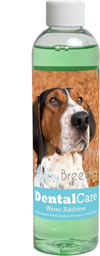Healthy Breeds Dog Dental Care Water Additive for Treeing Walker Coonhound - Helps Freshen Breath, Reduce Plaque & Control Tartar - Mint Flavor - 8 oz