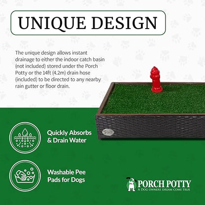 Porch Potty Artificial Grass Potty Pads Without Sprinklers - Standard Size 26x50x7 Reusable Potty Training Pad - Washable Pee Pad for Dogs - Instant Drainage - Quick Absorb - 4x2 Ft Grass Area