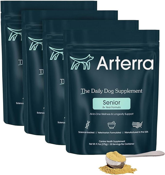 All-in-One Dog Supplement for Wellness and Longevity, 63 Ingredients for Joints, Cognition, Mood, Skin, Gut and Organ Health, Large Breeds, Vet-Formulated, Made in USA, Senior Formula for 8+ Years