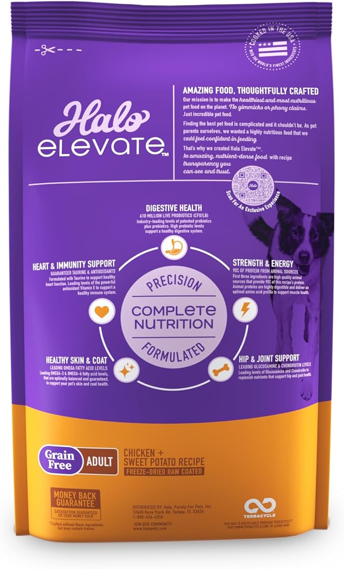 Halo Elevate Dry Dog Food, Grain Free Chicken Recipe, 3.5lb
