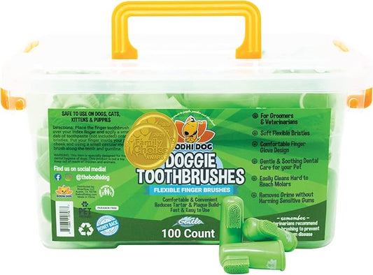 Bodhi Dog Finger Toothbrush for Dogs & Cats | Puppy Toothbrush with Soft & Flexible Silicone Bristles for Pet Dental Care | Easy Teeth Cleaning Dog Finger Toothbrush, 100 Count