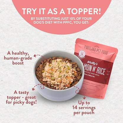 CRAFTED BY HUMANS LOVED BY DOGS Portland Pet Food Company Human-Grade Wet Dog Food Pouch: Fresh Dog Food Mixer and Dog Food Topper Multipack Packets
