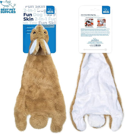 Best Pet Supplies Stuffing Free Squeaky Dog Toys for Small Dogs, Medium Dogs, and Large Dogs, Durable, Best Dog Chew Toy for Teething Puppy, Indoor Play, Holds Plastic Bottle - Hare, Large