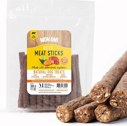 Mon Ami Beef Meat Sticks for Dogs with Farm Fresh Vegetables (11 Oz) – Human Grade Dog Treats with Superfoods - Training Treats for Dogs - Healthy Dog Treats for Small, Medium and Large Dogs