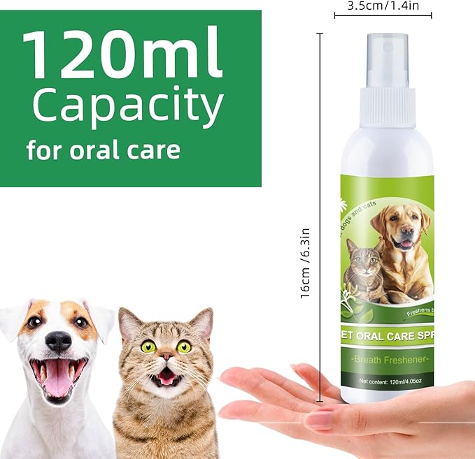 Pet Oral Spray, Dog Dental Care, Cat Dental Care,pet supplies,Oral Hygiene Spray for Dogs and Cats, Oral Cleaning Mouthwash, Edible Fresh Breath, Oral Deodorizer, Treats Gingivitis in Dogs and Cats