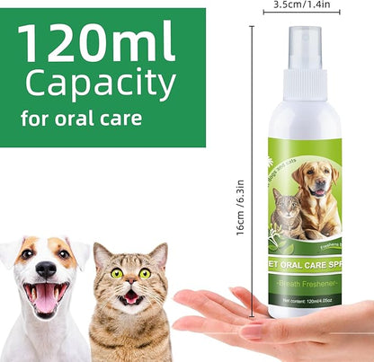 Pet Oral Spray, Dog Dental Care, Cat Dental Care,pet supplies,Oral Hygiene Spray for Dogs and Cats, Oral Cleaning Mouthwash, Edible Fresh Breath, Oral Deodorizer, Treats Gingivitis in Dogs and Cats