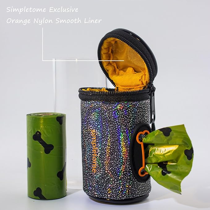 simpletome Dog Waste Bag Dispenser for Leash Belt Waterproof Microfiber Leather YKK Zipper (Starry Sky)