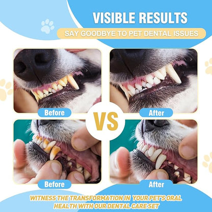Cat Toothbrush Kit, Dog Toothbrush Kit, Suitable for All Cats and Dogs Dental Care. White, Soft Bristles, Meet All Cleaning Needs, Multi-Functional Dental Cleaning (S-rounded)