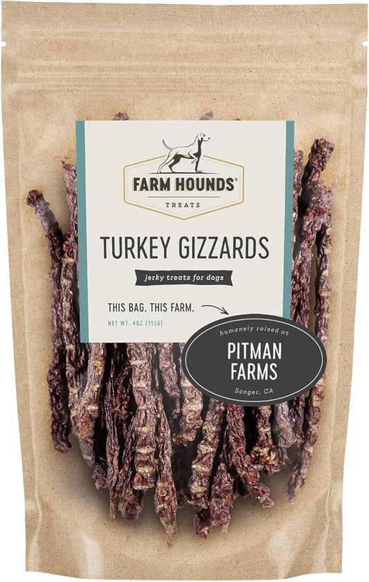 Farm Hounds Premium Turkey Gizzard Sticks, 100% Natural, Pasture-Raised Turkey Treats for Dogs, Dehydrated Dog Protein Treats from Humane Farms, Dog Training Supplies & Essentials, 2-Pack