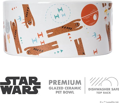 STAR WARS Chewbacca "Chew on This" Dog Food Bowl, 6 Inch | Dog Feeding Bowl Holds up to 3.5 Water, Dry Food, or Wet Food | Dishwasher Safe on Top Rack Dog Bowl,White,1 Count (Pack of 1),FF13172