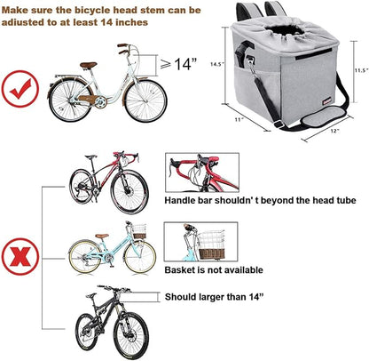 Pet Carrier Bicycle Basket Bag Pet Carrier/Booster Backpack for Dogs and Cats with Big Side Pockets,Comfy & Padded Shoulder Strap,Travel with Your Pet Safety（grey）