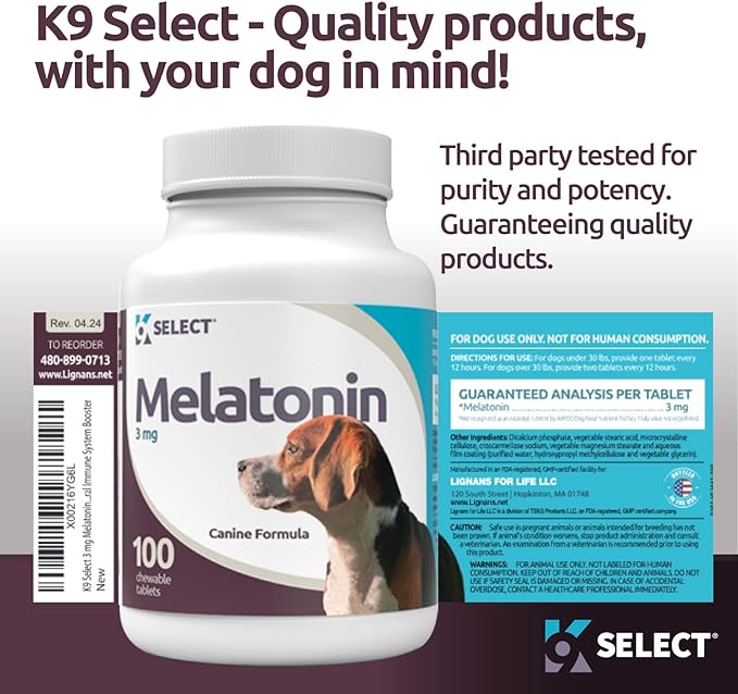 3 mg Melatonin - 100 Chewable Tablets, Melatonin for Dogs - Natural Immune System Booster
