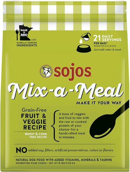 Sojos Mix-A-Meal Fruit & Veggie Pre-Mix Grain-Free Dog Food, 8 Pound Bag