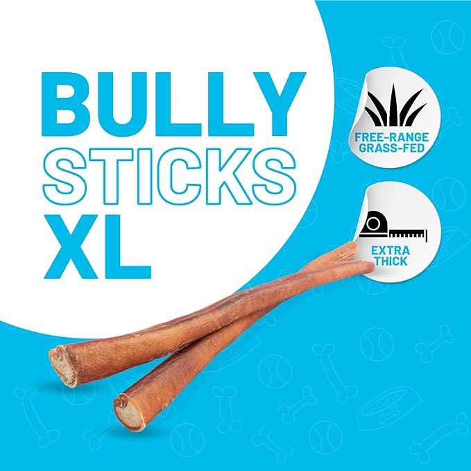 Sitka Farms Bully Sticks XL 12 inch - 12 Count - Bully Sticks Long Lasting Dental Dog Treats for All Dogs and Puppies - Single Ingredient Bully Sticks for All Chewers - No Bones or Hide