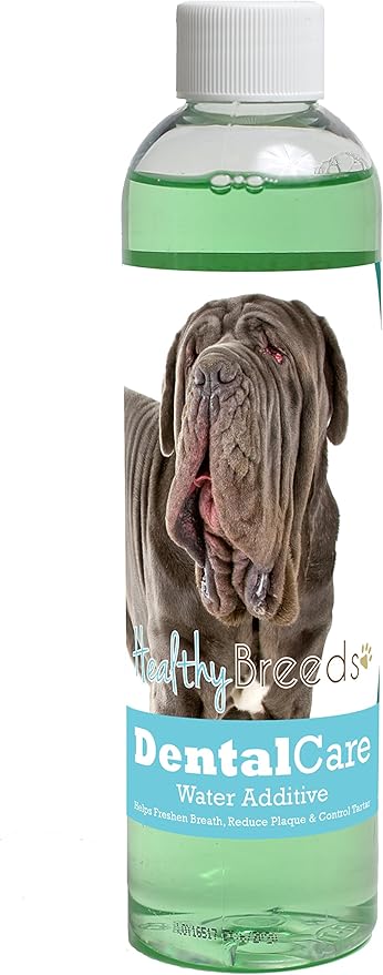 Healthy Breeds Dog Dental Care Water Additive for Neapolitan Mastiff - Helps Freshen Breath, Reduce Plaque & Control Tartar - Mint Flavor - 8 oz