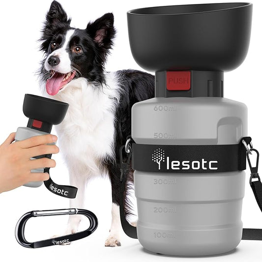 lesotc Dog Water Bottle, Portable Dog Water Dispenser, Leak Proof Pet Water Bottle for Dogs, Dog Travel Water Bottle for Outdoor Walking, Hiking, Travel, BPA-Free, Lightweight