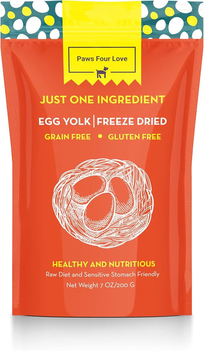 Fully Natural Organic Freeze Dried Dog/Cat Treats Food Toppers Single Ingredient, USA Made, Healthy, High Value, Gluten Grain Free, High Protein, Diabetic Friendly (1, Egg)