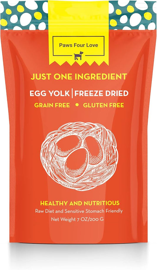 Fully Natural Organic Freeze Dried Dog/Cat Treats Food Toppers Single Ingredient, USA Made, Healthy, High Value, Gluten Grain Free, High Protein, Diabetic Friendly (1, Egg)