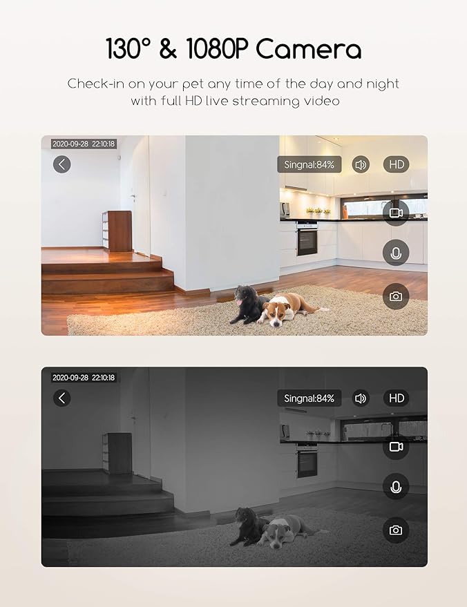 faroro Dog Camera with Treat Dispenser, 2.4G and 5G WiFi Pet Camera with Two Way Audio and 1080P Full HD Night Vision for Treat Tossing and Monitoring Your Pet Remotely