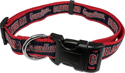MLB Cleveland Guardians Licensed PET Collar, Medium - Heavy-Duty, Strong, and Durable Dog Collar. Available in 30 Baseball Teams and 4 Sizes