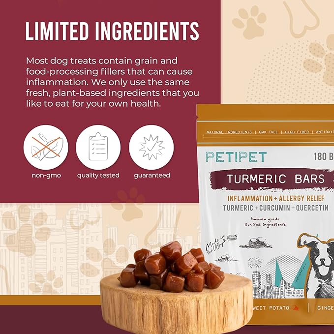 Vegan Organic Turmeric, Curcumin, Quercetin Plant Based Soft Chews for Seasonal Allergies, Itch, Skin Hot Spots, Immune & Digestive Health (180 Count)…