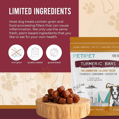 Vegan Organic Turmeric, Curcumin, Quercetin Plant Based Soft Chews for Seasonal Allergies, Itch, Skin Hot Spots, Immune & Digestive Health (180 Count)…