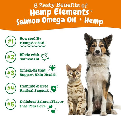 Zesty Paws Salmon Omega Oil Hemp for Dogs and Cats with Wild Alaskan Salmon Oil Omega 3 and 6 Fatty Acids with EPA DHA for Pets Supports Normal Skin Moisture and Immune System Function 16oz