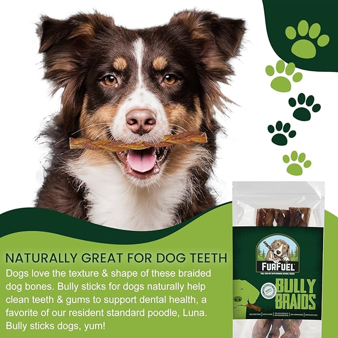 Braided Bully Sticks Variety Pack for Dogs - Suitable for Small, Medium, and Large Breeds – 3 Pack of 6-Inch Dog Bully Sticks - Low Odor, All-Natural Chew (6 Inch, 3 Count)