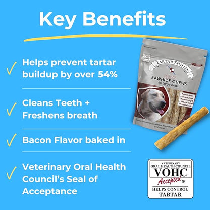 Soft Rawhide Chews | Safe Dental Treats for Large Dogs | Vet VOHC Approved | Daily Bone Cleans Teeth & Gums Fresh Breath Oral Health Support | USA Made | (Large Dogs / 8 Count)