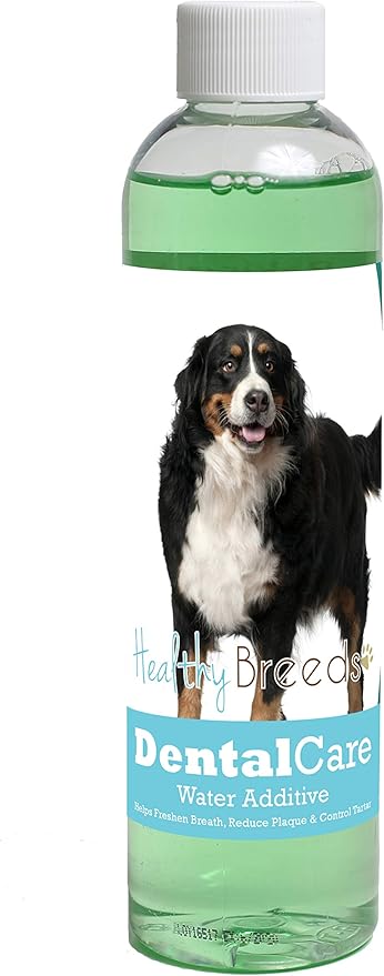 Healthy Breeds Dog Dental Care Water Additive for Bernese Mountain Dog - Helps Freshen Breath, Reduce Plaque & Control Tartar - Mint Flavor - 8 oz
