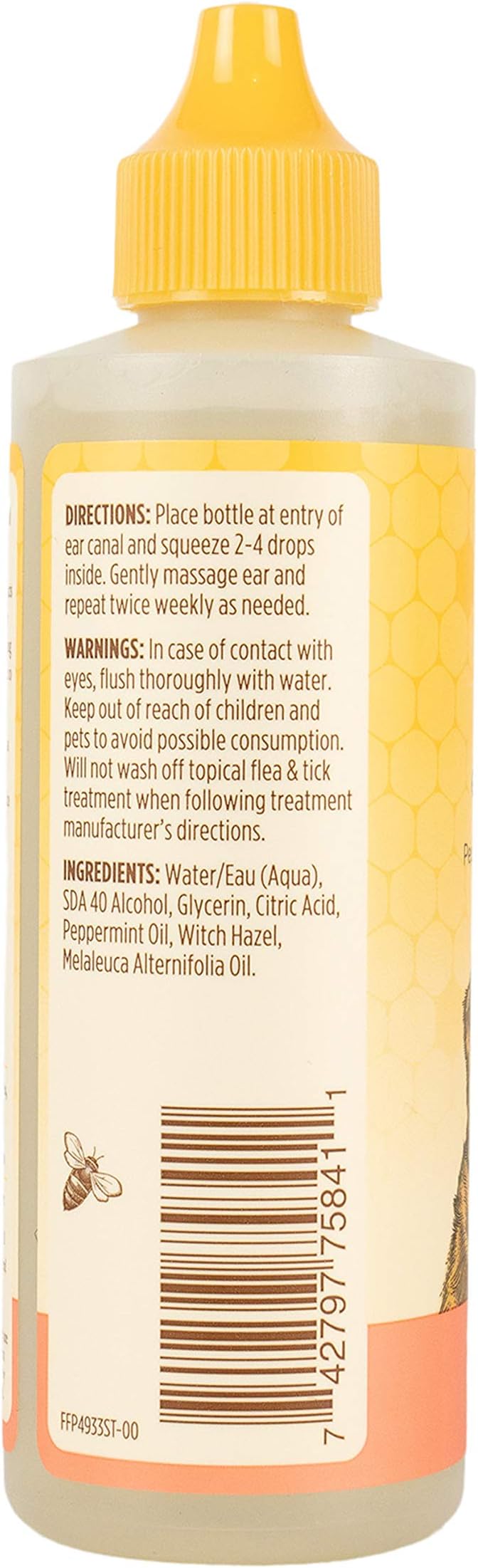 Burt's Bees for Pets Naturally Derived Ear Cleaner with Peppermint and Witch Hazel - Effective & Gentle Dog Ear Cleaning Solution for All Dogs And Puppies - Made in USA, 4 Oz - 2 Pack