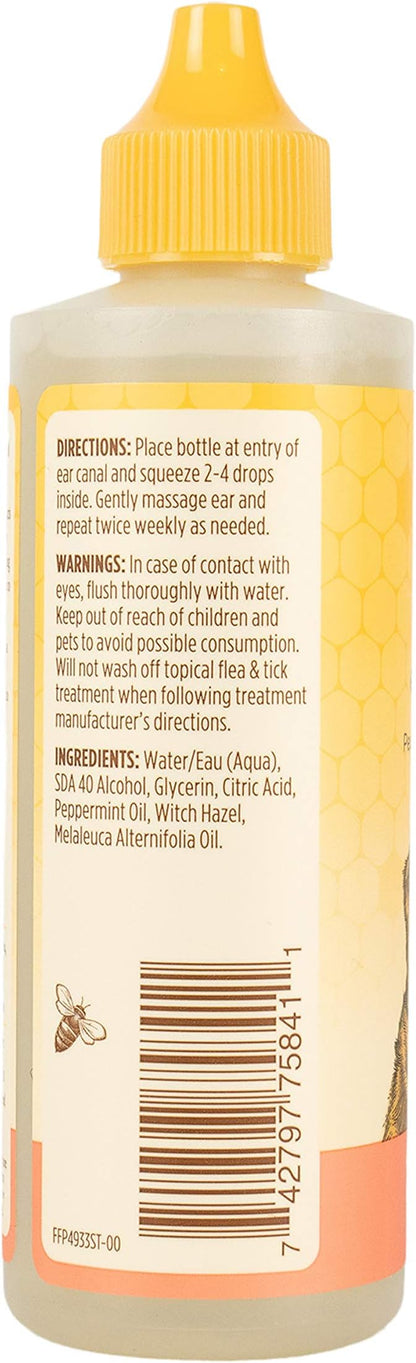 Burt's Bees for Pets Naturally Derived Ear Cleaner with Peppermint and Witch Hazel - Effective & Gentle Dog Ear Cleaning Solution for All Dogs And Puppies - Made in USA, 4 Oz - 2 Pack