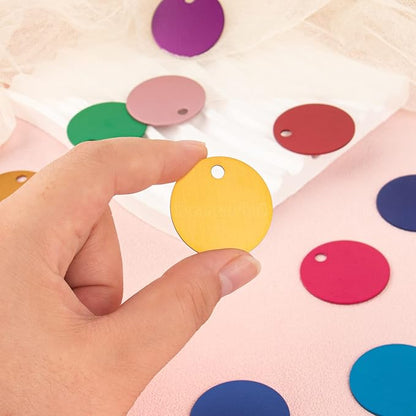 Framendino, 30 Pack Round Blank Pet ID Tags Double Side Phone Number Tag with Holes for Dogs Cats Pets