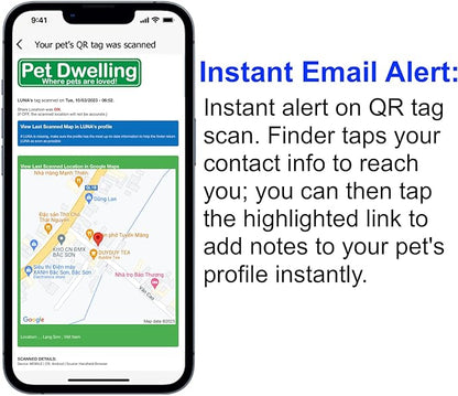 Premium NFC-QR Code Pet ID Tags - Dog Tags and Cat Tags, Connect to Online Pet Profile, Receive Instant Scanned Location Email Alert(Peach Paw)
