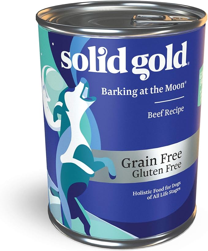 Solid Gold High Protein Wet Dog Food - Barking At The Moon Grain Free with Real Beef - 12Ct/13.2Oz Can