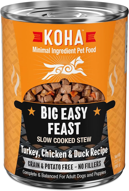 KOHA Big Easy Feast Stew for Dogs with Turkey, Chicken, and Duck, High Protein Wet Dog Food, 12.7oz Cans (Case of 12)