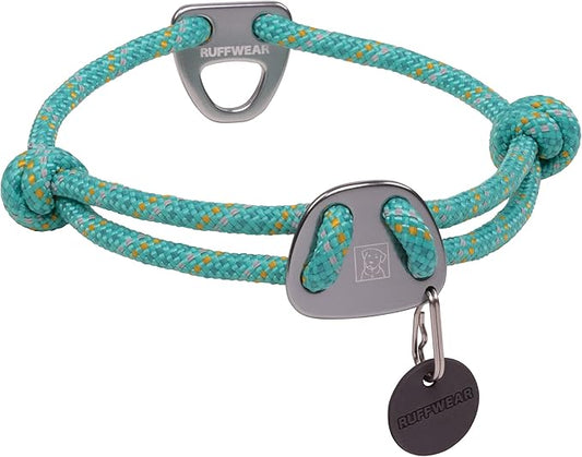 Ruffwear, Knot-a-Collar Dog Collar, Climbing Rope Collar for Everyday Use, Aurora Teal, 14"-20"