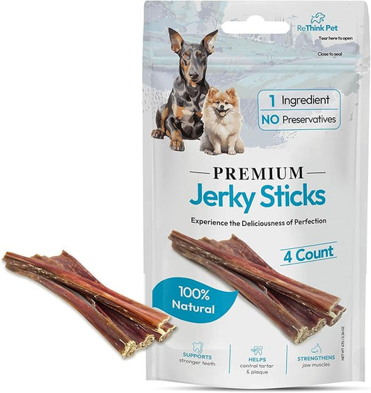 Jerky Sticks - Odorless Beef Esophagus Dog Snacks and All Natural Dog Treats - 4 pcs