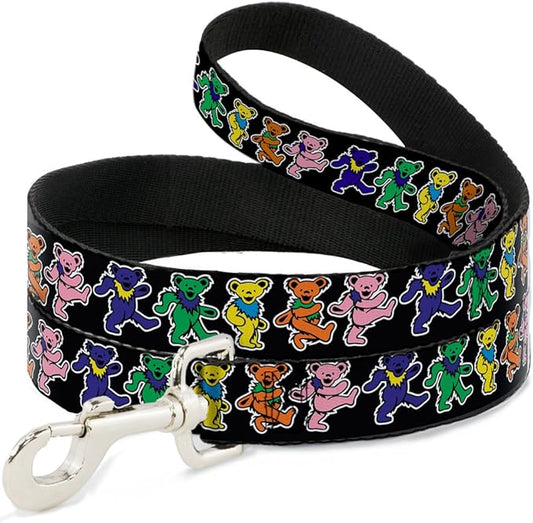 Buckle-Down Pet Leash - Dancing Bears Black/Multi Color - 4 Feet Long - 1.5" Wide