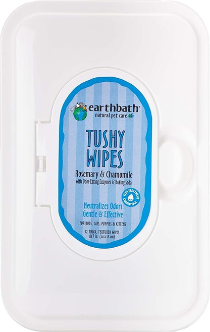 Earthbath Totally Natural Pet Care Tushy Wipes Rosemary & Chamomile 72 Wipes