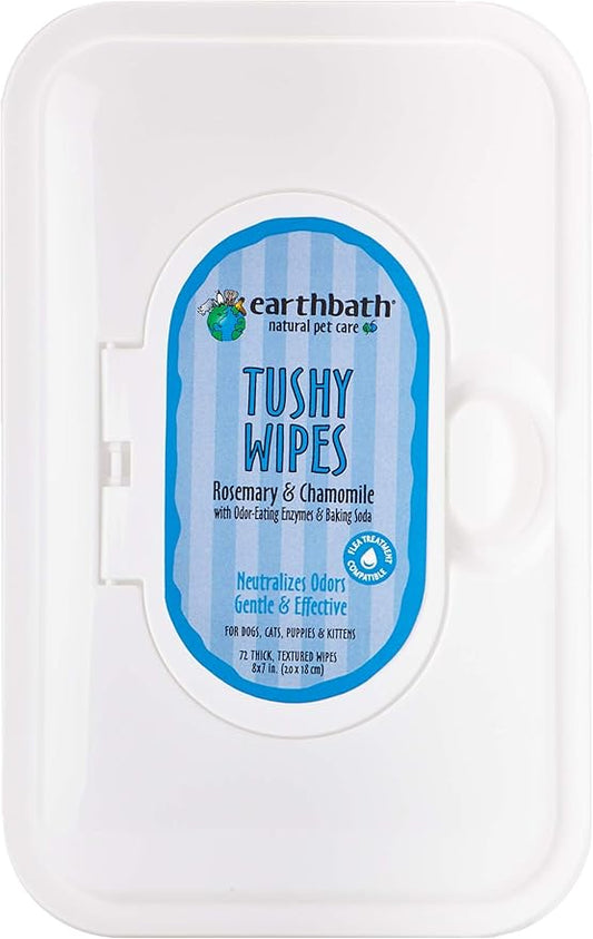 Earthbath Totally Natural Pet Care Tushy Wipes Rosemary & Chamomile 72 Wipes